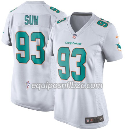 Camiseta Mujer NFL Miami Dolphins Ndamukong Suh 93 Nike Blanco 